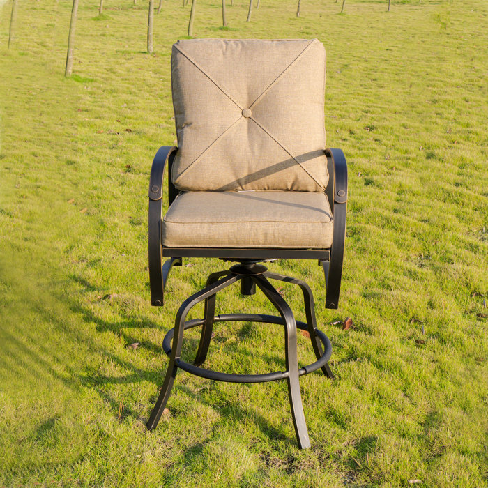 Red Barrel Studio® Kain Metal Outdoor Stool with Cushion & Reviews